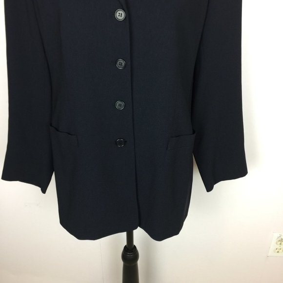 Vintage Talbots Blazer Suit Jacket Sizes 10 Womans Petite Navy Blue Long Sleeve - Picture 13 of 15